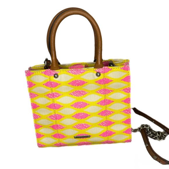 Rebecca Minkoff 'Mini MAB Tote' Crossbody Bag, Yellow / Pink Print y2k - Picture 4 of 7